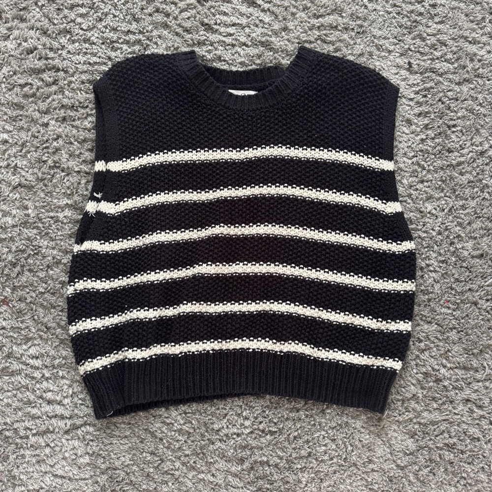 black and white striped knit vest